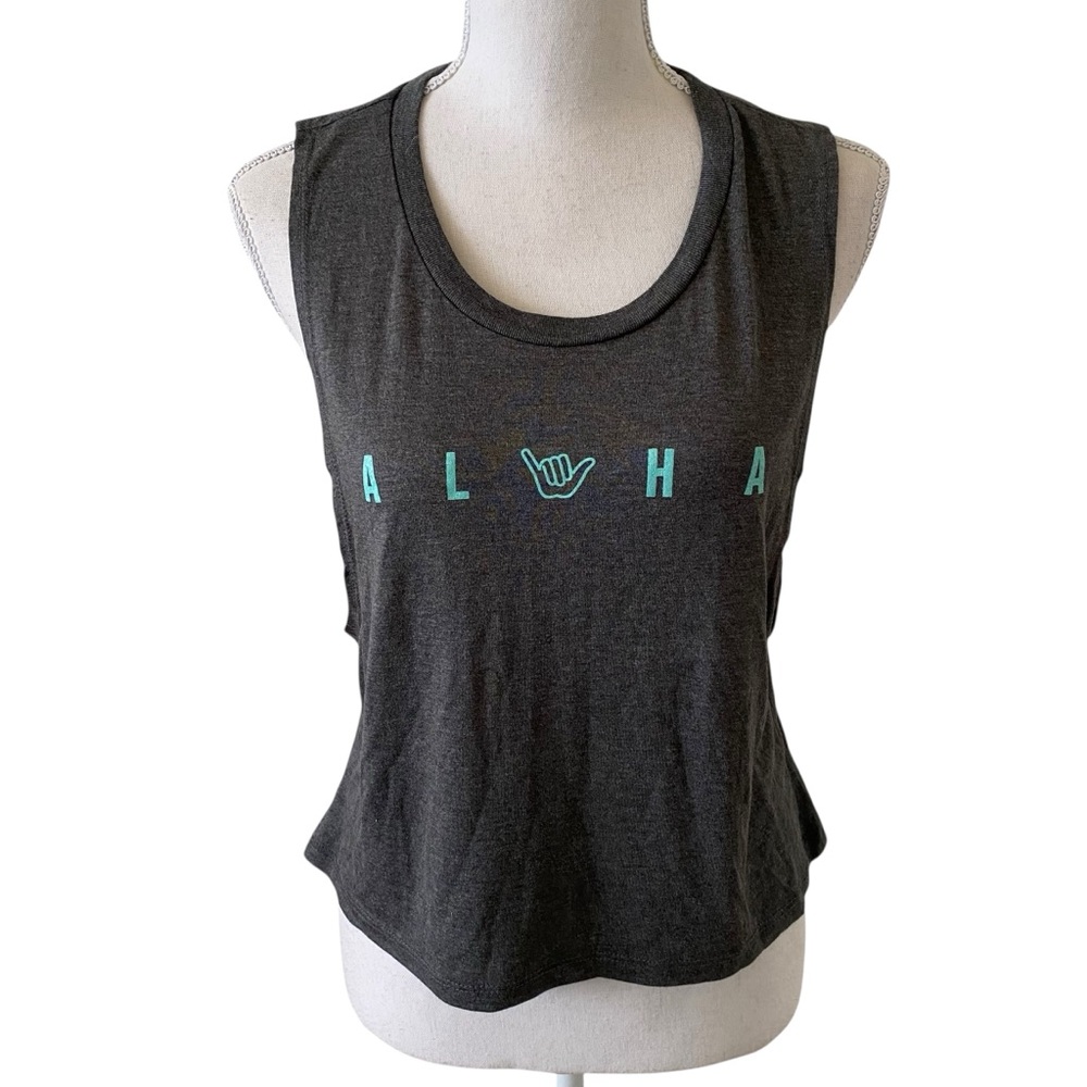 Sof-Tee Aloha Graphic Muscle Tank Top Gray Women’s Size Medium